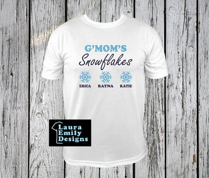 Custom Snowflakes Shirt, Christmas Gift, Grandparent Gift, Custom Name Shirt, Grandchildren Names Shirt, Personalized Shirt with Names