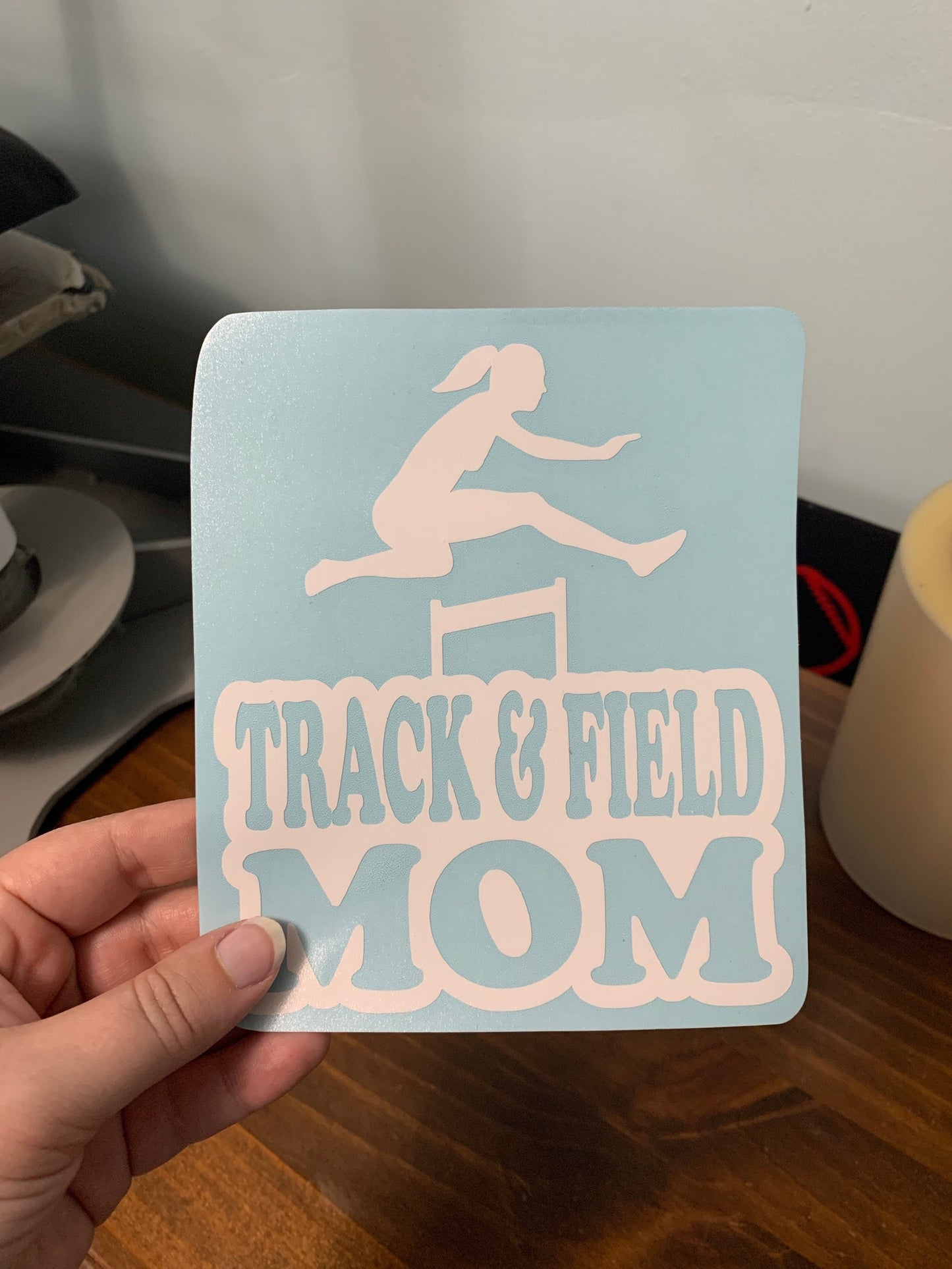 Track & Field Mom, Track and Field Mom Car Decal, Hurdle Decal, Female Hurdler Decal, High School Track and Field Decal, CUSTOM