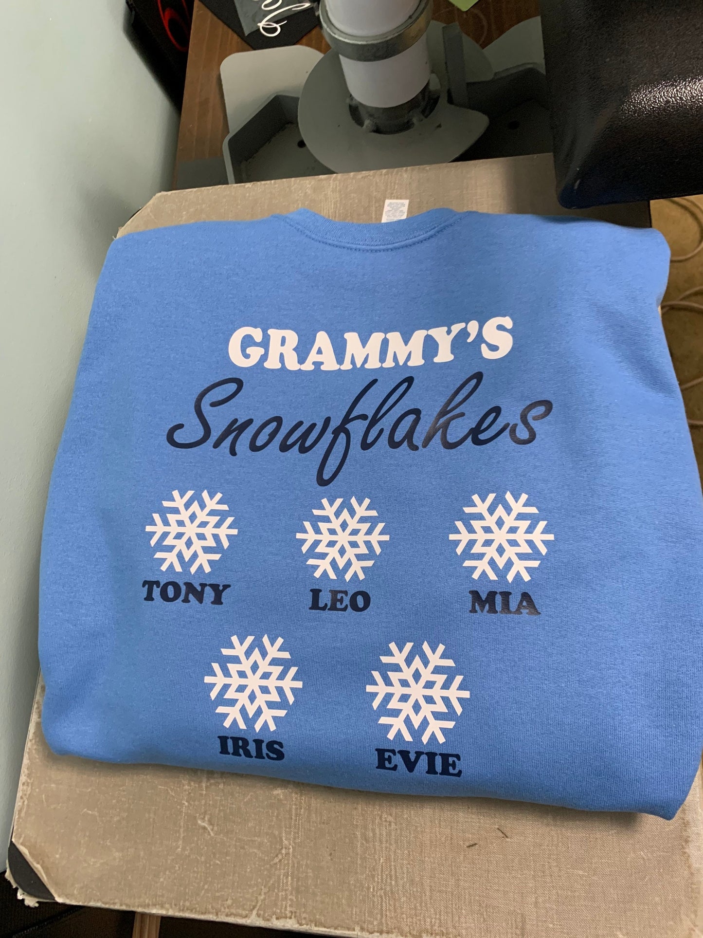 Custom Snowflakes Shirt, Christmas Gift, Grandparent Gift, Custom Name Shirt, Grandchildren Names Shirt, Personalized Shirt with Names