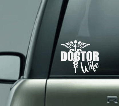 Physician Wife Car Decal, Doctor Wife Car Decal, Proud Wife of a Doctor Car Decal, Personalized Car Decal, Caduceus Car Decal, Snake, Wings