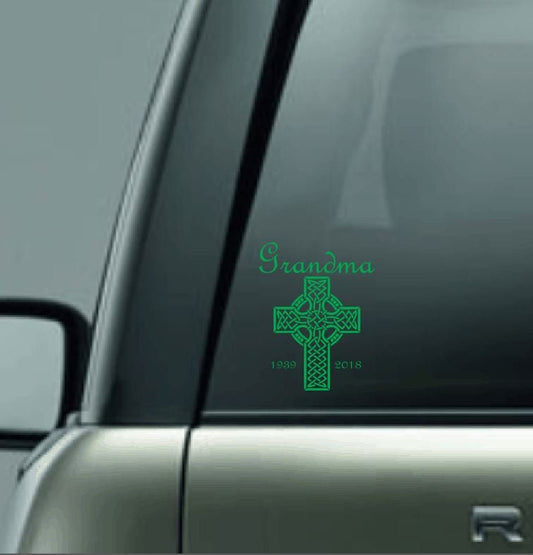 In Memory Custom Car Decal - Celtic Cross