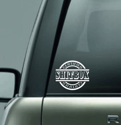 Certified Shitbox Vinyl Car Decal, Crappy Car Decal, Lemon Vinyl Car Decal, Minty Car Decal, Rustbucket Vehicle Decal, Custom Shit-box Decal