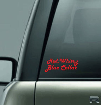 Red, White & Blue Collar Vinyl Car Decal, Blue Collar Decal, Blue Collar Worker Decal, Industrial Worker Decal, Factory Worker Vinyl Decal