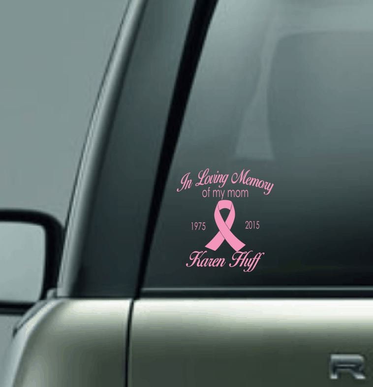 Personalized Car Memorial Car Decal, Custom Name Vinyl Decal, In Loving Memory Vinyl Decal, Cancer Ribbon Car Decal, Loving Memory Name