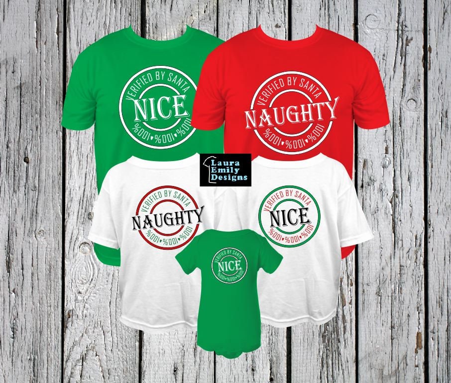 Personalized ADULT Christmas Shirt, Christmas Family Shirts, Christmas Eve Matching Shirts, Naughty and Nice Family Matching Shirts