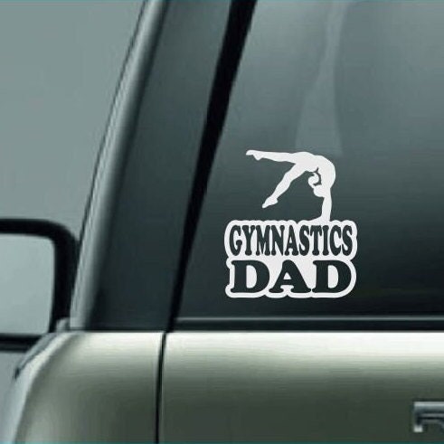 Gymnastics Dad, Gymnastics Dad Car Decal, Gymnastics Decal, Female Gymnast Decal, High School Gymnastics Decal, CUSTOM Vinyl Car Decal