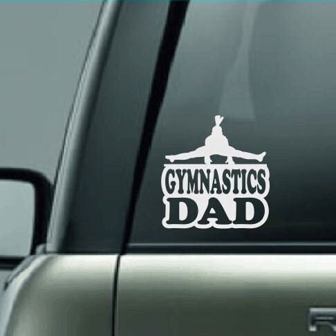 Gymnastics Dad, Gymnastics Dad Car Decal, Balance Beam Decal, Female Gymnast Decal, High School Gymnastics Decal, CUSTOM Vinyl Car Decal