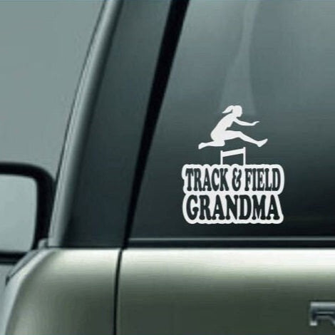 Track & Field Grandma, Track and Field Grandma Car Decal, Hurdle Decal, Female Hurdler Decal, High School Track and Field Decal, CUSTOM