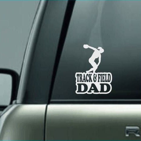 Track & Field Dad, Track and Field Dad Car Decal, Discus Throw Decal, Female Discus Thrower Decal, High School Track and Field Decal, CUSTOM