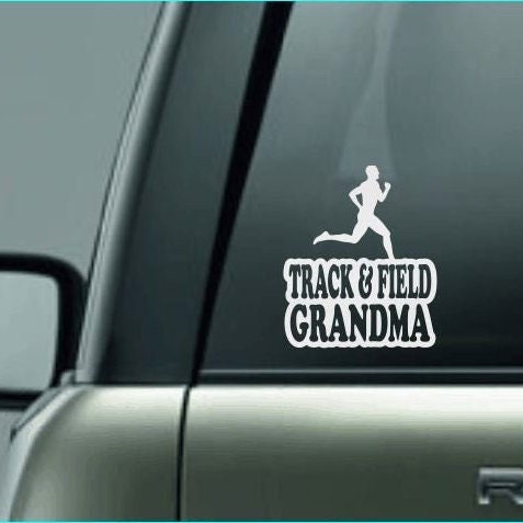 Track & Field Grandma, Track and Field Grandma Car Decal, Runner Decal, Male Long Distance Runner Decal, High School Track and Field Decal