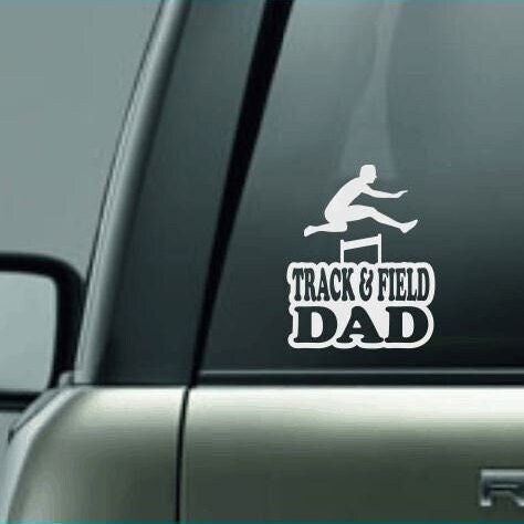 Track & Field Dad, Track and Field Dad Car Decal, Hurdle Decal, Male Hurdler Decal, High School Track and Field Decal, CUSTOM