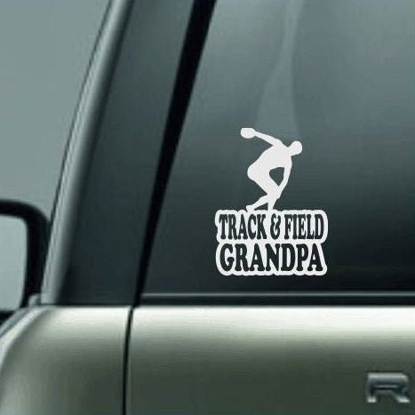 Track & Field Grandpa, Track and Field Grandpa Car Decal, Discus Throw Decal, Male Discus Thrower Decal, High School Track and Field Decal