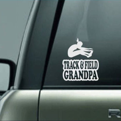 Track & Field Grandpa, Track and Field Grandpa Car Decal, Long Jump Decal, Female Long Jumper Decal, High School Track and Field Decal