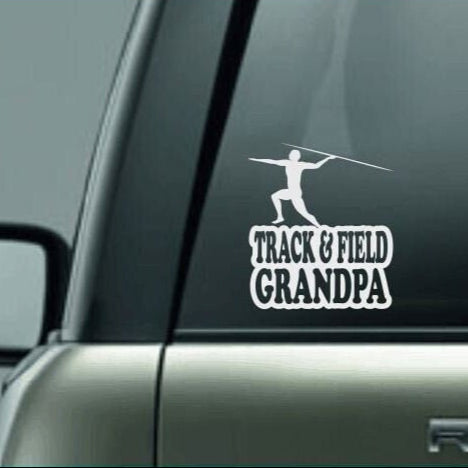 Track & Field Grandpa, Track and Field Grandpa Car Decal, Javelin Throw Decal, Male Javelin Thrower Decal, High School Track and Field Decal