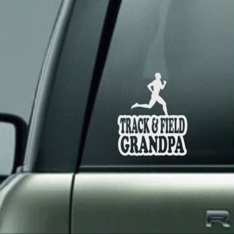 Track & Field Grandpa, Track and Field Grandpa Car Decal, Runner Decal, Male Long Distance Runner Decal, High School Track and Field Decal