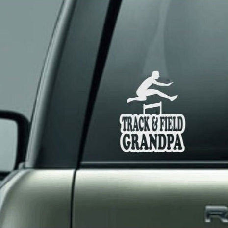 Track & Field Grandpa, Track and Field Grandpa Car Decal, Hurdle Decal, Male Hurdler Decal, High School Track and Field Decal, CUSTOM