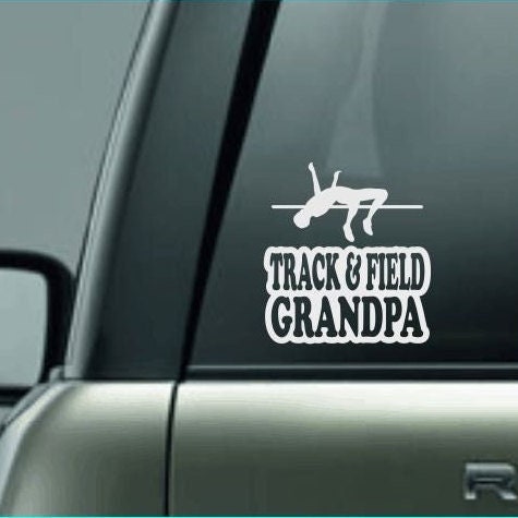 Track & Field Grandpa, Track and Field Grandpa Car Decal, Pole Vault Decal, Male Pole Vaulter Decal, High School Track and Field Decal