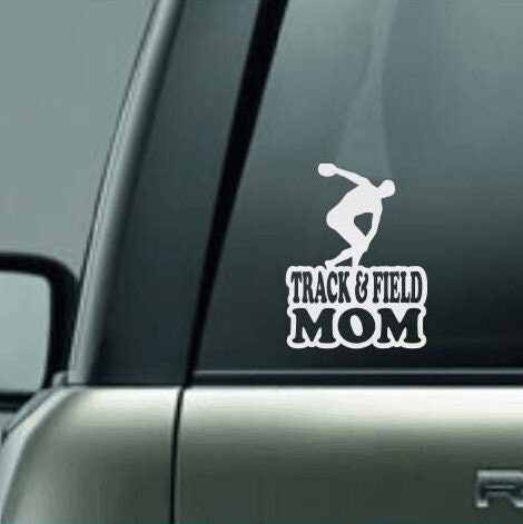 Track & Field Mom, Track and Field Mom Car Decal, Discus Throw Decal, Male Discus Thrower Decal, High School Track and Field Decal, CUSTOM