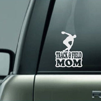 Track & Field Mom, Track and Field Mom Car Decal, Discus Throw Decal, Male Discus Thrower Decal, High School Track and Field Decal, CUSTOM