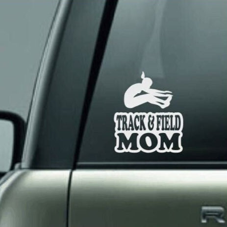 Track & Field Mom, Track and Field Mom Car Decal, Long Jump Decal, Female Long Jumper Decal, High School Track and Field Decal, CUSTOM