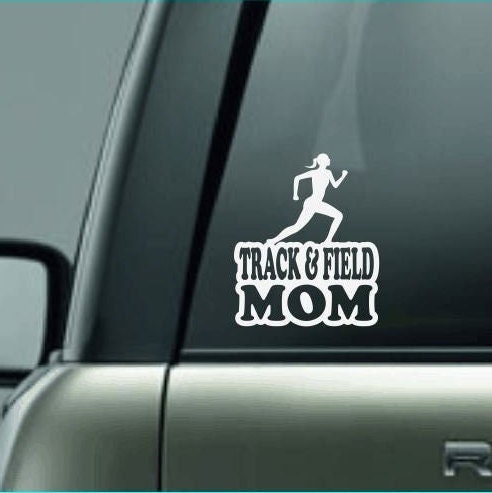 Track & Field Mom, Track and Field Mom Car Decal, Runner Decal, Female Long Distance Runner Decal, High School Track and Field Decal, CUSTOM