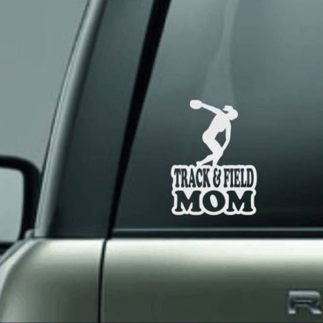 Track & Field Mom, Track and Field Mom Car Decal, Discus Throw Decal, Female Discus Thrower Decal, High School Track and Field Decal, CUSTOM