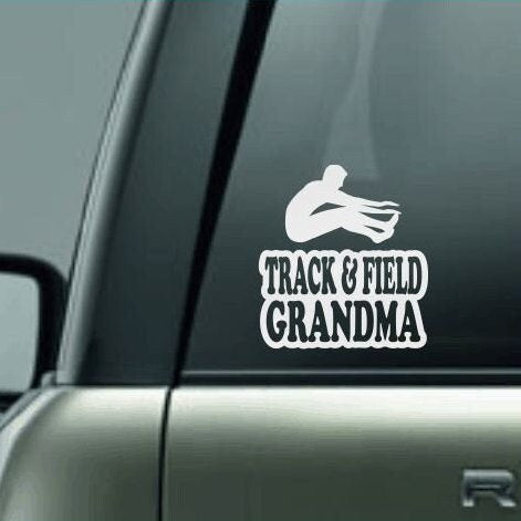 Track & Field Grandma, Track and Field Grandma Car Decal, Long Jump Decal, Male Long Jumper Decal, High School Track and Field Decal, CUSTOM