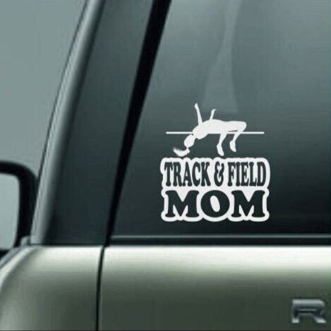 Track & Field Mom, Track and Field Mom Car Decal, High Jump Decal, Female High Jumper Decal, High School Track and Field Decal, CUSTOM