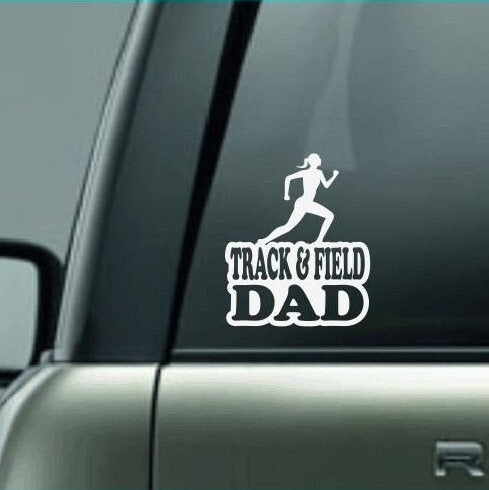 Track & Field Dad, Track and Field Dad Car Decal, Runner Decal, Female Long Distance Runner Decal, High School Track and Field Decal, CUSTOM