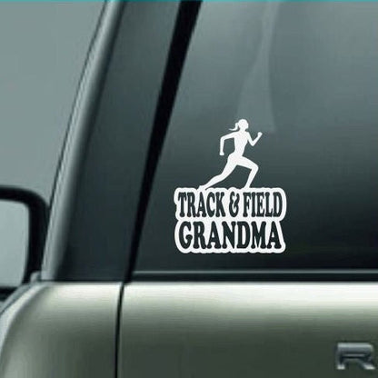 Track & Field Grandma, Track and Field Grandma Car Decal, Runner Decal, Female Long Distance Runner Decal, High School Track and Field Decal