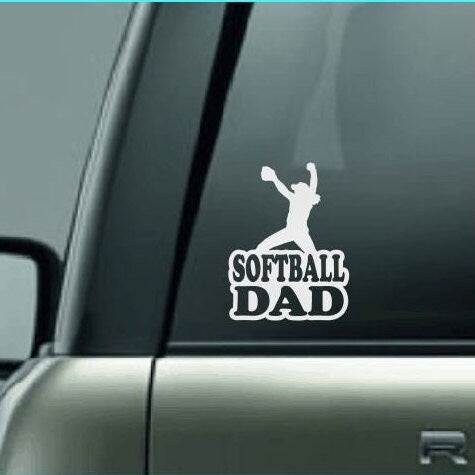 Softball Dad, Softball Dad Car Decal, Softball Dad Sticker, Pitcher, Softball Pitcher Decal, Proud Softball Dad, High School Softball Decal