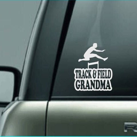 Track & Field Grandma, Track and Field Grandma Car Decal, Hurdle Decal, Male Hurdler Decal, High School Track and Field Decal, CUSTOM