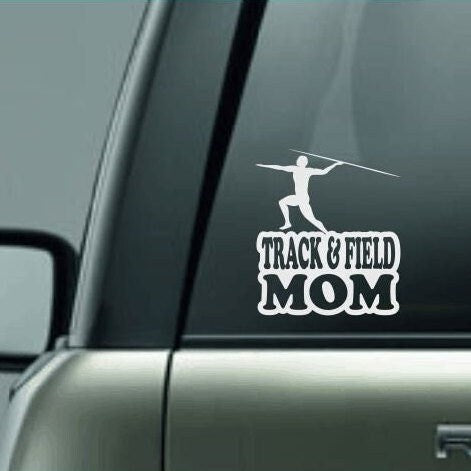 Track & Field Mom, Track and Field Mom Car Decal, Javelin Throw Decal, Male Javelin Thrower Decal, High School Track and Field Decal, CUSTOM