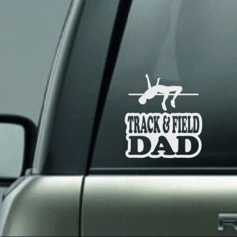 Track & Field Dad, Track and Field Dad Car Decal, High Jump Decal, Male High Jumper Decal, High School Track and Field Decal, CUSTOM