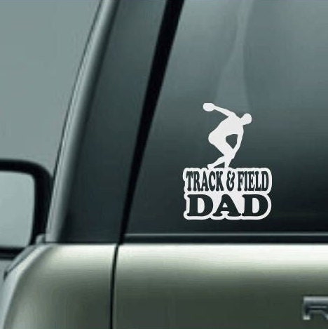 Track & Field Dad, Track and Field Dad Car Decal, Discus Throw Decal, Male Discus Thrower Decal, High School Track and Field Decal, CUSTOM