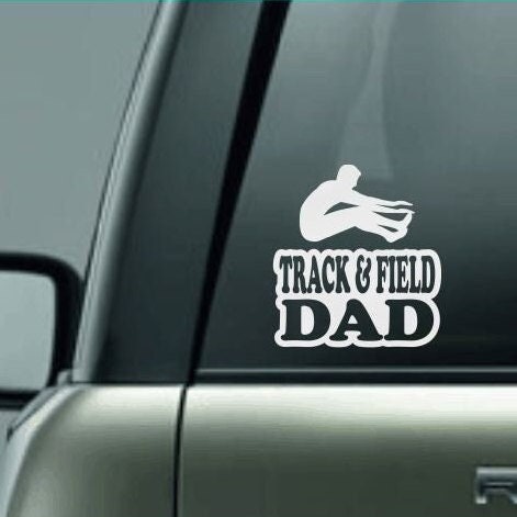 Track & Field Dad, Track and Field Dad Car Decal, Long Jump Decal, Male Long Jumper Decal, High School Track and Field Decal, CUSTOM