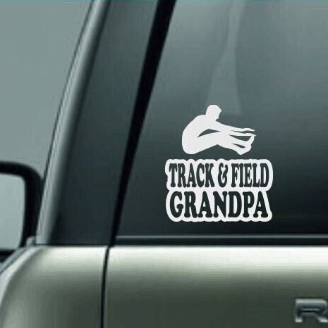 Track & Field Grandpa, Track and Field Grandpa Car Decal, Long Jump Decal, Male Long Jumper Decal, High School Track and Field Decal, CUSTOM