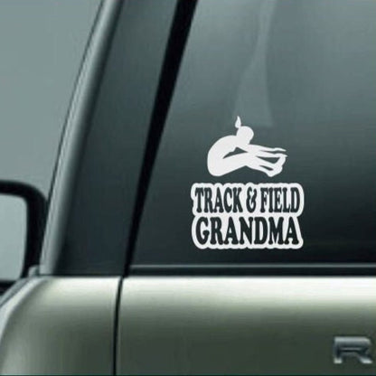 Track & Field Grandma, Track and Field Grandma Car Decal, Long Jump Decal, Female Long Jumper Decal, High School Track and Field Decal