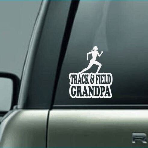 Track & Field Grandpa, Track and Field Grandpa Car Decal, Runner Decal, Female Long Distance Runner Decal, High School Track and Field Decal