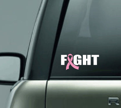 Fight Cancer Ribbon Vinyl Decal, Personalized Cancer Fighter Ribbon Decal, Cancer Survivor Car Decal, Breast Cancer, Custom Cancer Ribbon