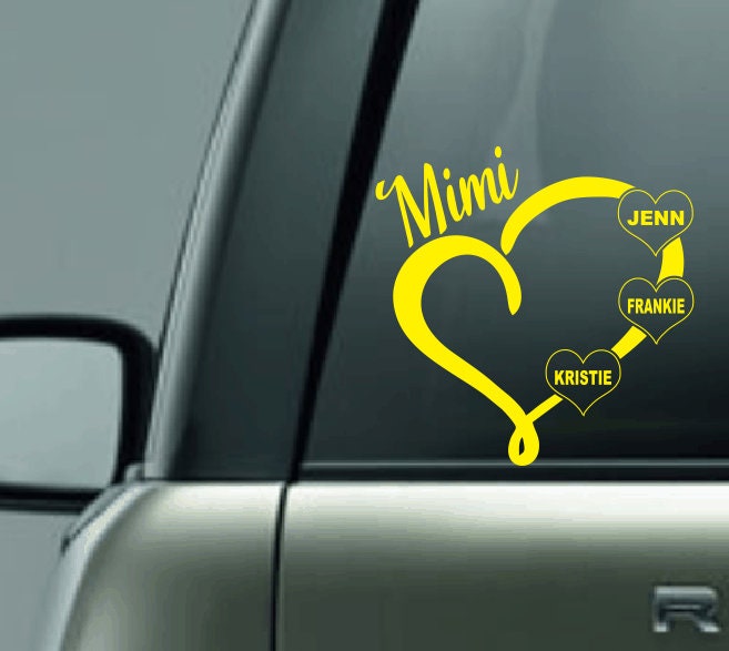 Grandma Decal with Names, Personalized Grandmother Car Decal, Custom Vinyl Decal with Kids Names, Mom Car Decal, Dad Car Decal, Mimi Decal