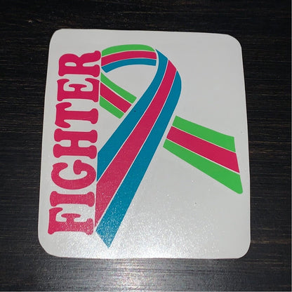 Metastatic Breast Cancer Ribbon Car Decal, Metastatic Breast Cancer Fighter Decal, Three Color Breast Cancer Vinyl Decal, Ribbon Sticker