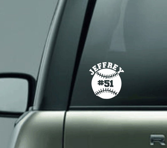 Custom Baseball Car Decal with Name and Number, Personalized Name Vinyl Decal, Baseball Player Custom Name Car Decal, Baseball Mom, CUSTOM