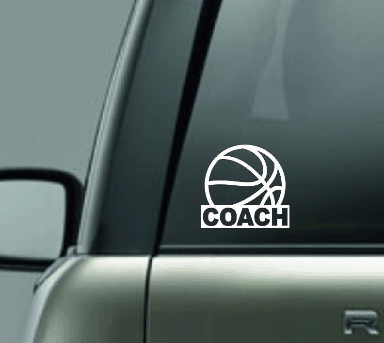 Basketball Coach Vinyl Decal, Custom Basketball Decal, Girls Basketball, Boys Basketball, Personalized Basketball Team Coach Vinyl Decal