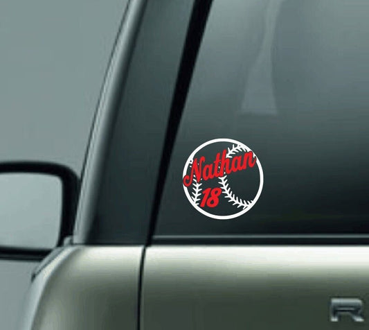 Personalized Baseball Car Decal with Player Name and Jersey Number, Custom Name Vinyl Sticker, Baseball Mom, Baseball Dad CUSTOM Vinyl Decal