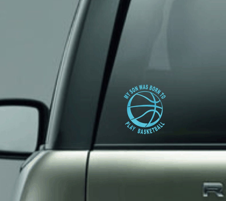 Personalized Basketball Decal with Name, My Basketball Player was Born to Play Basketball Vinyl Decal, Custom Basketball Name Car Decal