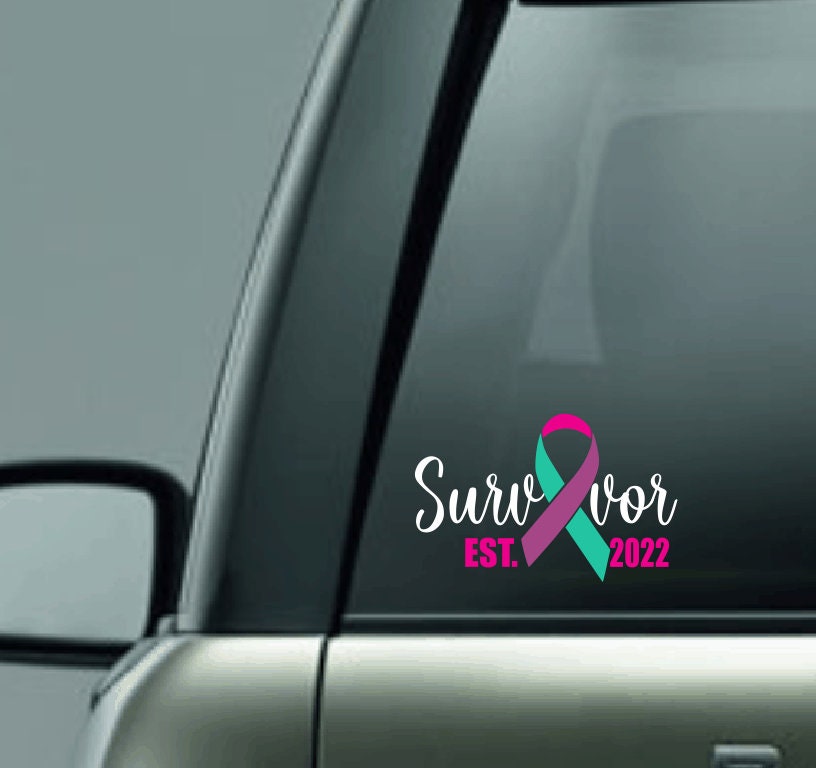 Thyroid Cancer Ribbon Car Decal, Thyroid Cancer Survivor Custom Decal, Cancer Ribbon Sticker, Thyroid Ribbon Custom Year Vinyl Car Decal