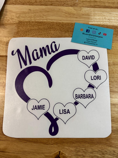 Personalized Family Heart Custom Name Decal