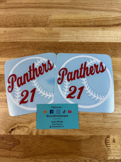Baseball Decal with Custom Name & Number